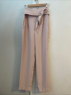 Express High-Waist Tie-Belt Pants - Blush Pink